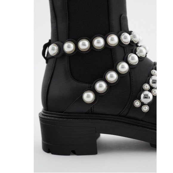 LAST ONE ZARA US 6.5 Pearl strap leather booties - Picture 9 of 16